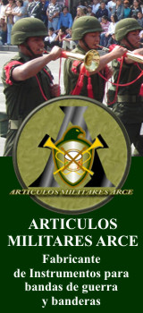 Articulos Militares Arce es fabricante de instrumentos para bandas de guerra, tambores, cornetas, golpes de gala, y banderas mexicanas, extranjeras